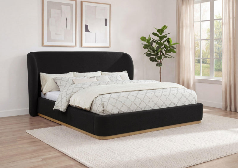 Blaire Upholstered California King Wingback Platform Bed Black - 315967BLKKW