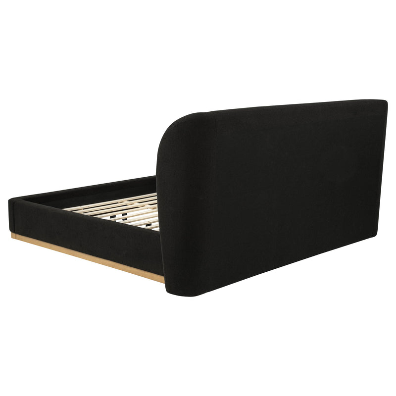 Blaire Upholstered Eastern King Wingback Platform Bed Black - 315967BLKKE