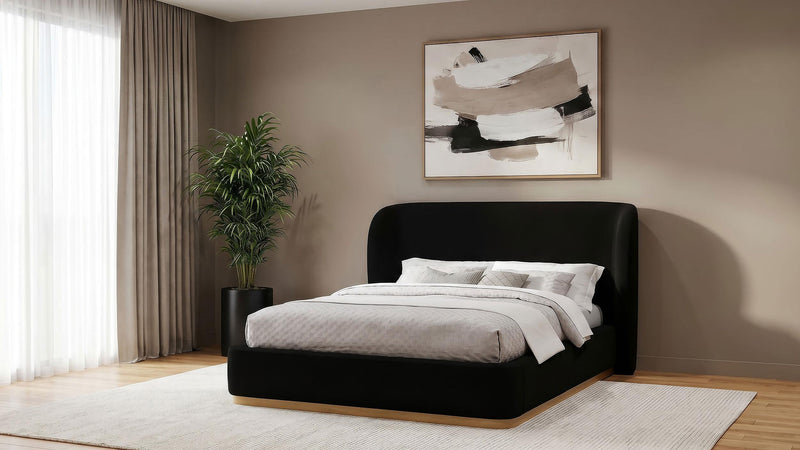 Blaire Upholstered Queen Wingback Platform Bed Black - 315967BLKQ