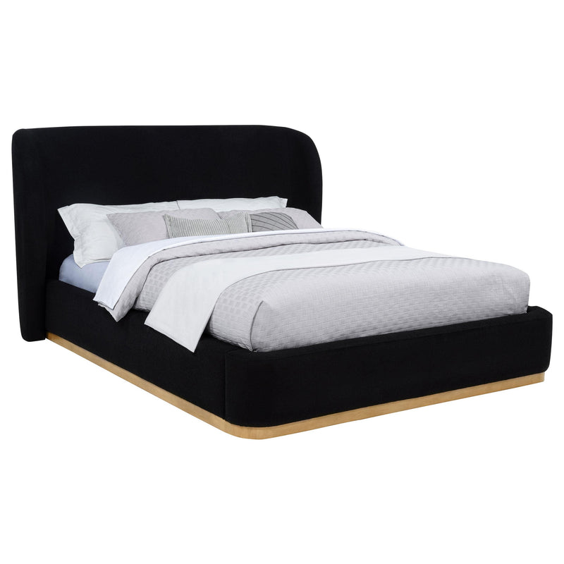 Blaire Upholstered Queen Wingback Platform Bed Black - 315967BLKQ