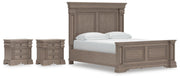 Blairhurst California King Panel Bed and 2 Nightstands in Light Grayish Brown - PKG017008