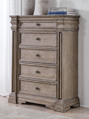 Blairhurst California King Panel Bed, Dresser, Mirror and Chest in Light Grayish Brown - PKG017013