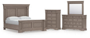 Blairhurst California King Panel Bed, Dresser, Mirror and Chest in Light Grayish Brown - PKG017013