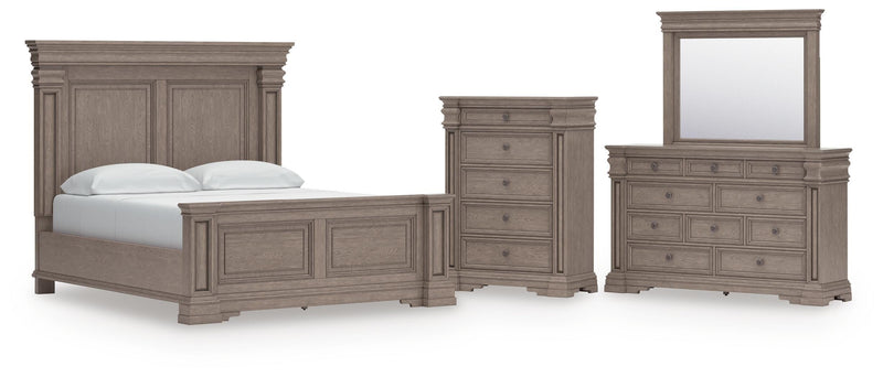 Blairhurst California King Panel Bed, Dresser, Mirror and Chest in Light Grayish Brown - PKG017013