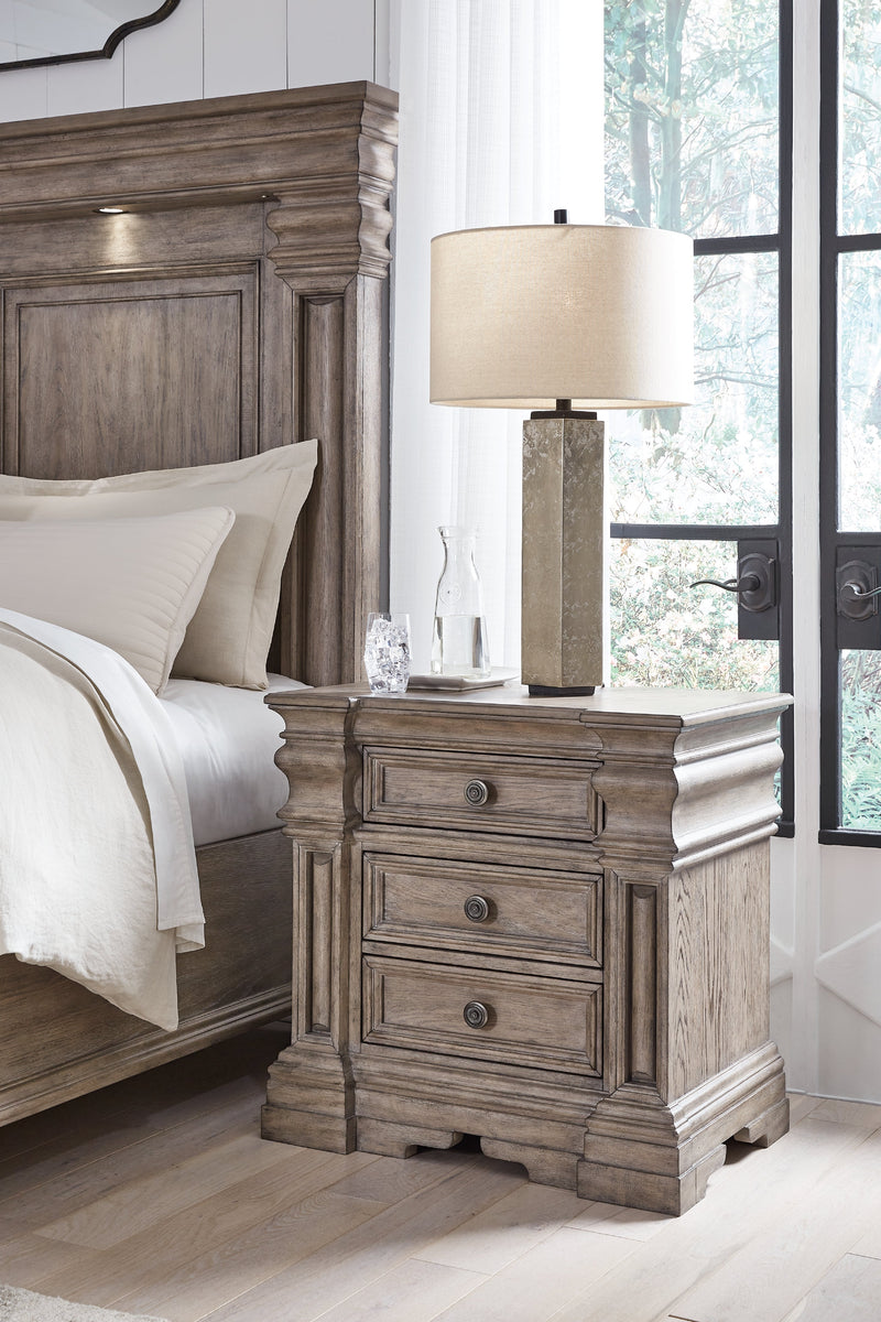 Blairhurst California King Panel Bed with Mirrored Dresser, Chest and Nightstand in Light Grayish Brown from Ashley - Luna Furniture