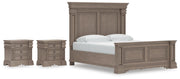 Blairhurst King Panel Bed and 2 Nightstands in Light Grayish Brown - PKG016999
