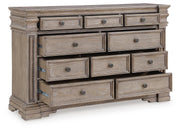 Blairhurst King Panel Bed, Dresser and 2 Nightstands in Light Grayish Brown - PKG016998