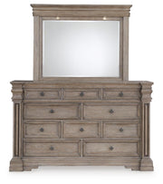 Blairhurst King Panel Bed, Dresser, Mirror and Chest in Light Grayish Brown - PKG017004