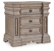 Blairhurst King Panel Bed with Mirrored Dresser and Nightstand in Light Grayish Brown - PKG017003