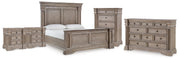 Blairhurst Light Grayish Brown King Panel Bed, Dresser, Chest and 2  Nightstands - B916B11