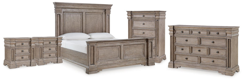 Blairhurst Light Grayish Brown King Panel Bed, Dresser, Chest and 2  Nightstands - B916B11