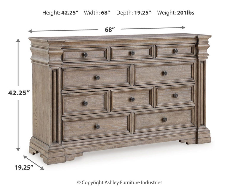 Blairhurst Light Grayish Brown King Panel Bed, Dresser, Chest and 2  Nightstands - B916B11