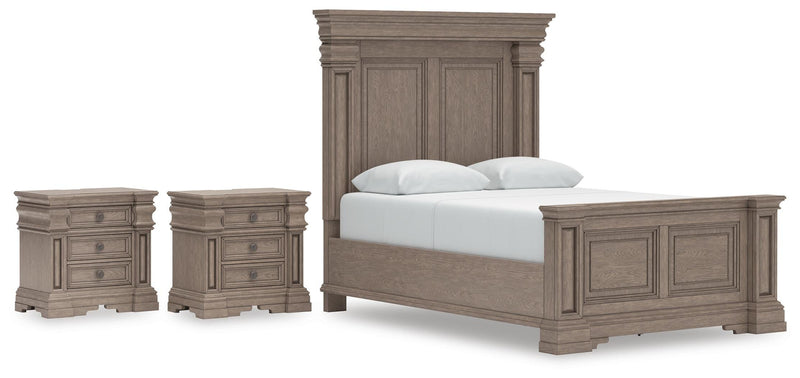 Blairhurst Queen Panel Bed and 2 Nightstands in Light Grayish Brown - PKG016990