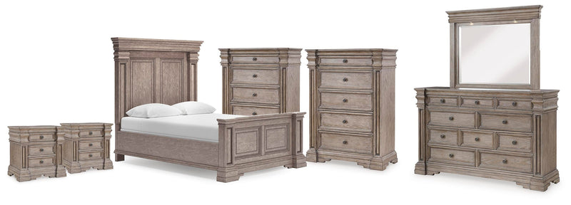 Blairhurst Queen Panel Bed. Dresser, Mirror, 2 Chests and 2 Nightstands - B916B13