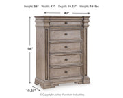 Blairhurst Queen Panel Bed, Dresser, Mirror, 2 Chests and Nightstand - B916B12