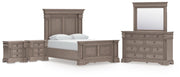 Blairhurst Queen Panel Bed, Dresser, Mirror and 2 Nightstands in Light Grayish Brown - PKG016992