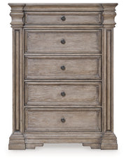 Blairhurst Queen Panel Bed with Mirrored Dresser and Chest in Light Grayish Brown from Ashley - Luna Furniture