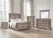 Blairhurst Queen Panel Bed with Mirrored Dresser, Chest and Nightstand in Light Grayish Brown from Ashley - Luna Furniture