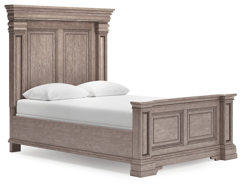 Blairhurst Queen Panel Bed with Mirrored Dresser, Chest and Nightstand in Light Grayish Brown from Ashley - Luna Furniture