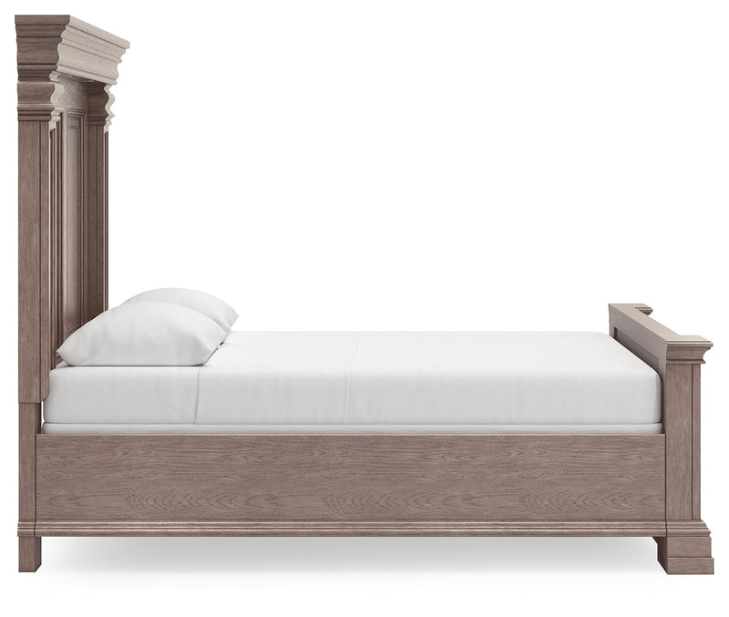 Blairhurst Queen Panel Bed with Mirrored Dresser, Chest and Nightstand in Light Grayish Brown from Ashley - Luna Furniture