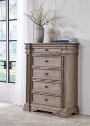 Blairhurst Queen Panel Bed with Mirrored Dresser, Chest and Nightstand in Light Grayish Brown from Ashley - Luna Furniture
