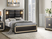 Blake Black Full Bed With Lamps - Gate FurnitureFull Bed
