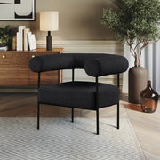 Blake Boucle Fabric Upholstered Accent Chair in Black - 527Black