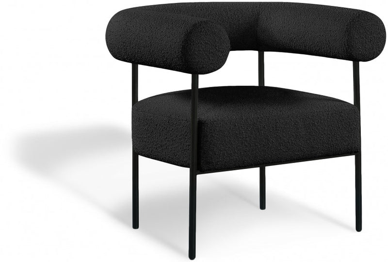 Blake Boucle Fabric Upholstered Accent Chair in Black - 527Black