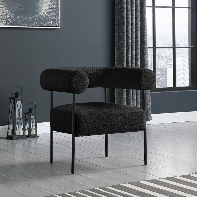 Blake Boucle Fabric Upholstered Accent Chair in Black - 527Black