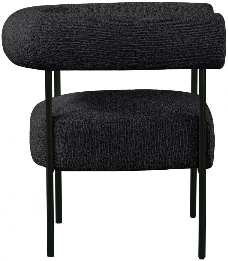 Blake Boucle Fabric Upholstered Accent Chair in Black - 527Black