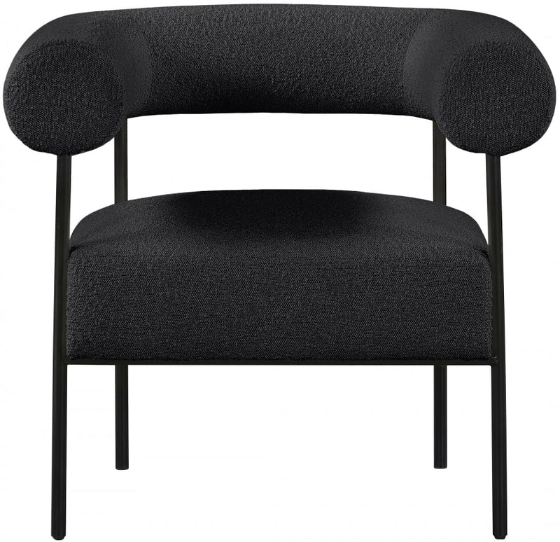 Blake Boucle Fabric Upholstered Accent Chair in Black - 527Black