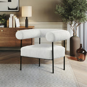 Blake Boucle Fabric Upholstered Accent Chair in Cream - 527Cream