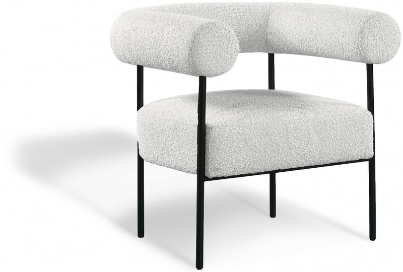 Blake Boucle Fabric Upholstered Accent Chair in Cream - 527Cream
