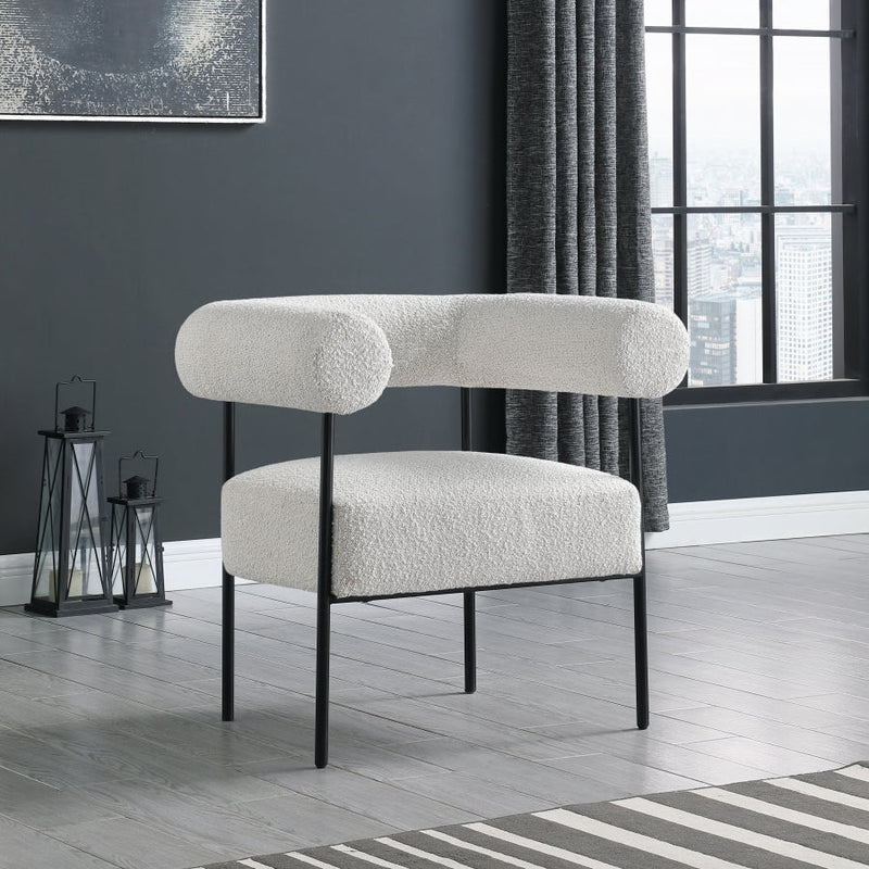 Blake Boucle Fabric Upholstered Accent Chair in Cream - 527Cream