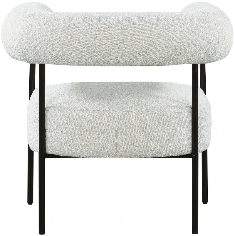 Blake Boucle Fabric Upholstered Accent Chair in Cream - 527Cream