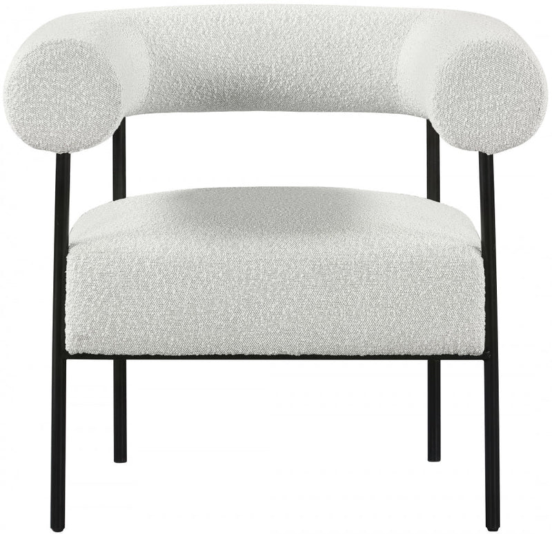 Blake Boucle Fabric Upholstered Accent Chair in Cream - 527Cream