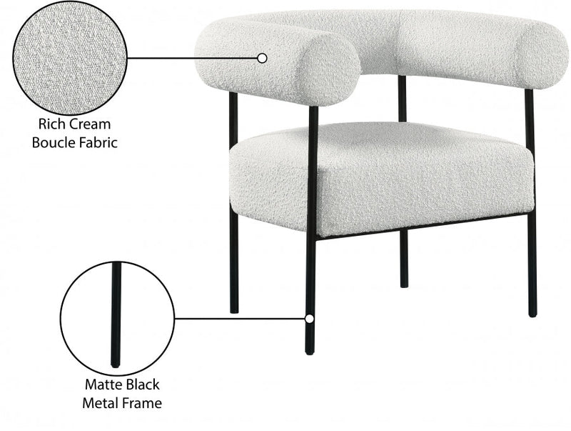 Blake Boucle Fabric Upholstered Accent Chair in Cream - 527Cream