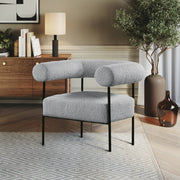 Blake Boucle Fabric Upholstered Accent Chair in Grey - 527Grey