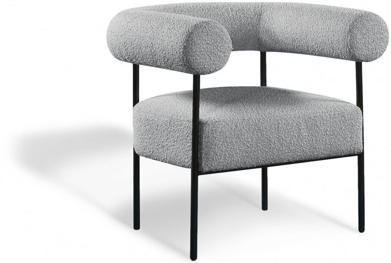 Blake Boucle Fabric Upholstered Accent Chair in Grey - 527Grey