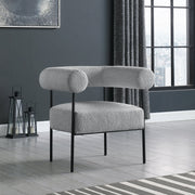 Blake Boucle Fabric Upholstered Accent Chair in Grey - 527Grey