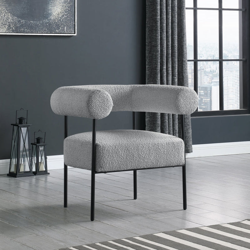 Blake Boucle Fabric Upholstered Accent Chair in Grey - 527Grey