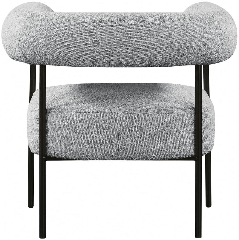 Blake Boucle Fabric Upholstered Accent Chair in Grey - 527Grey