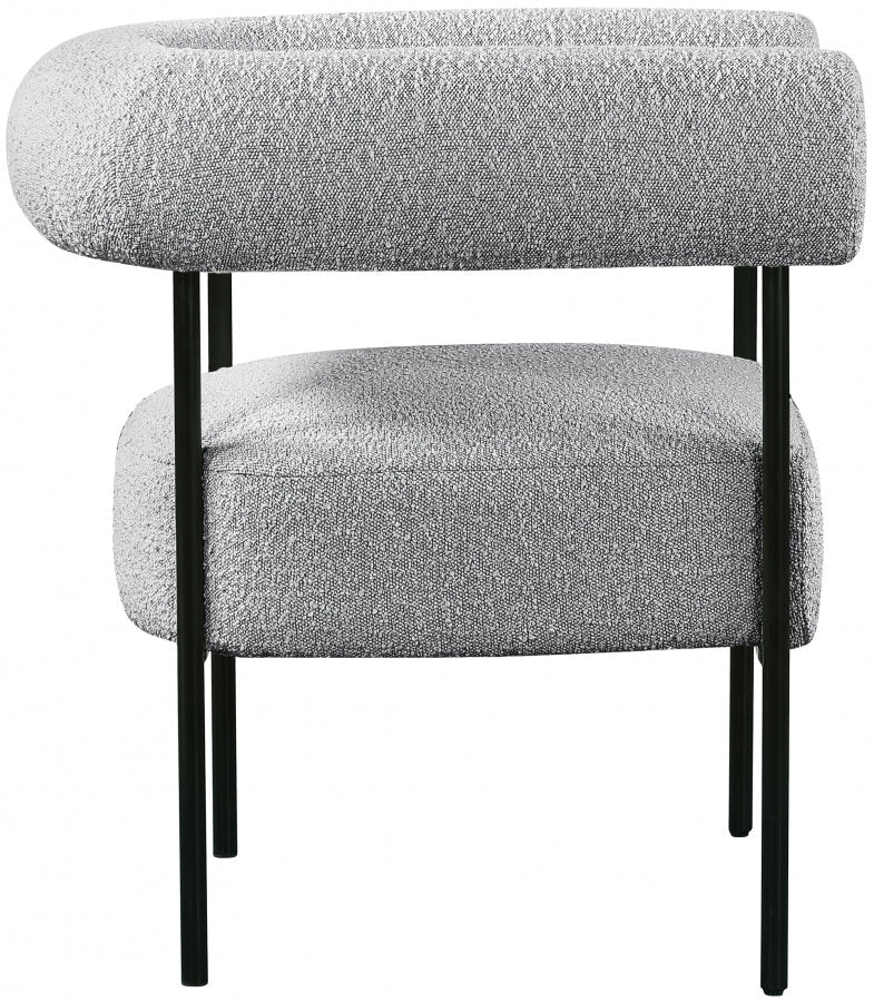 Blake Boucle Fabric Upholstered Accent Chair in Grey - 527Grey