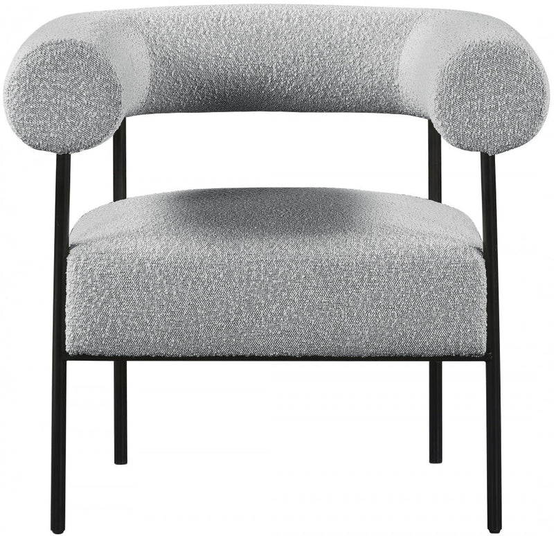 Blake Boucle Fabric Upholstered Accent Chair in Grey - 527Grey