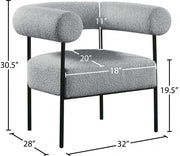 Blake Boucle Fabric Upholstered Accent Chair in Grey - 527Grey