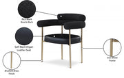 Blake Boucle Fabric Upholstered and Vegan Leather Upholstered Dining Chair in Black, Set of 2 - 870Black-C