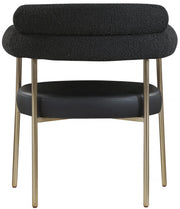 Blake Boucle Fabric Upholstered and Vegan Leather Upholstered Dining Chair in Black, Set of 2 - 870Black-C