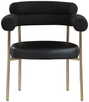 Blake Boucle Fabric Upholstered and Vegan Leather Upholstered Dining Chair in Black, Set of 2 - 870Black-C