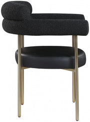 Blake Boucle Fabric Upholstered and Vegan Leather Upholstered Dining Chair in Black, Set of 2 - 870Black-C