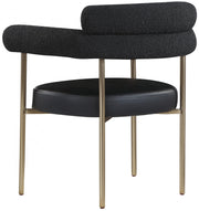 Blake Boucle Fabric Upholstered and Vegan Leather Upholstered Dining Chair in Black, Set of 2 - 870Black-C
